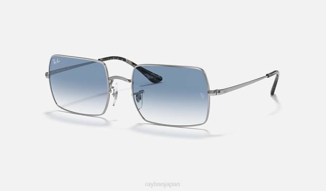Ray-Ban ポリッシュシルバー/ライトブルー 男性 長方形 1969 サングラス 44RX746