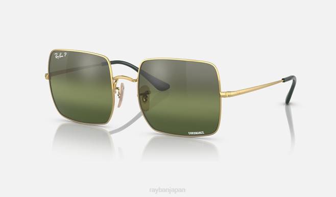 Ray-Ban ポリッシュゴールド/グリーン 女性 スクエア 1971 クロマンス サングラス 44RX1561