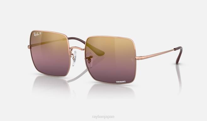 Ray-Ban ポリッシュドローズゴールド/レッド 女性 スクエア 1971 クロマンス サングラス 44RX1562