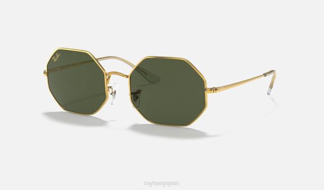 Ray-Ban ポリッシュゴールド/グリーン 男性 オクタゴン 1972 サングラス 44RX735