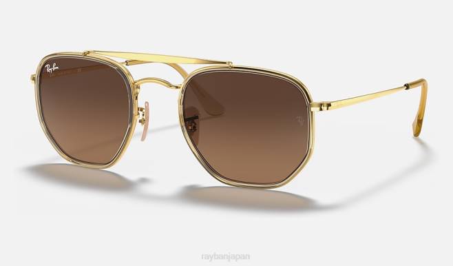 Ray-Ban ポリッシュゴールド/ブラウン 男性 元帥2世 サングラス 44RX692