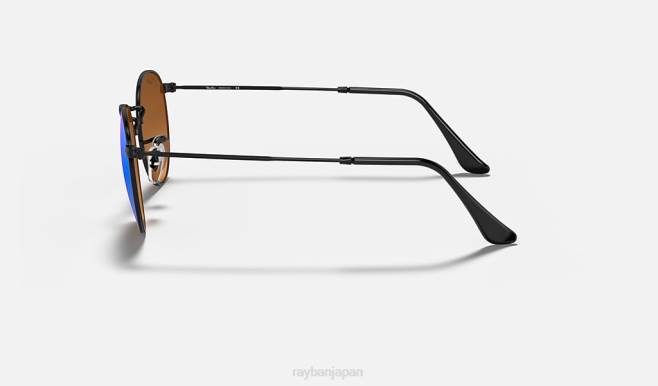 Ray-Ban ポリッシュブラック/ブルー 男性 ラウンドフラッシュレンズグラデーション サングラス 44RX1012