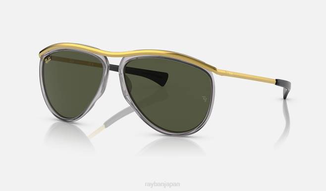 Ray-Ban 磨かれた透明なグレー/グリーン 男性 飛行士のオリンピック選手 サングラス 44RX1026