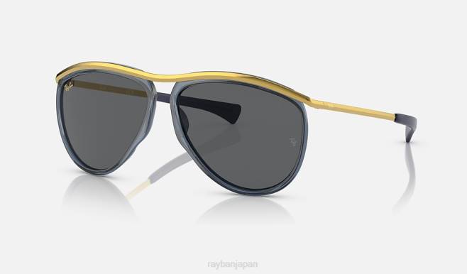 Ray-Ban ポリッシュドトランスペアレントブルー/グレー 男性 飛行士のオリンピック選手 サングラス 44RX1027