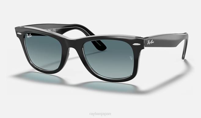 Ray-Ban 透明/ブルーにポリッシュブラック 男性 オリジナルウェイファーラーバイカラー サングラス 44RX1052