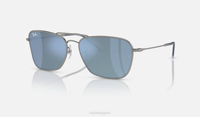 Ray-Ban ポリッシュガンメタル/ライトブルー 男性 キャラバンリバース サングラス 44RX112