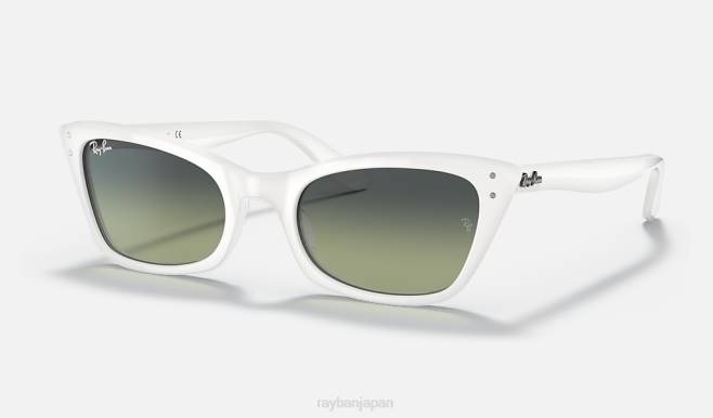 Ray-Ban ポリッシュホワイト/グリーンヴィンテージ 男性 レディ・バーバンク サングラス 44RX1155