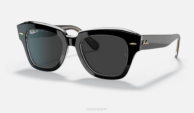 Ray-Ban 透明/黒にポリッシュブラック 男性 ステートストリートコレクション サングラス 44RX1191