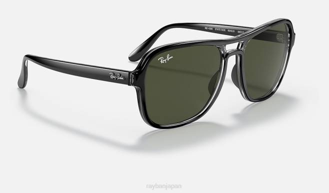Ray-Ban ポリッシュブラック/グリーン 男性 州側 サングラス 44RX1233
