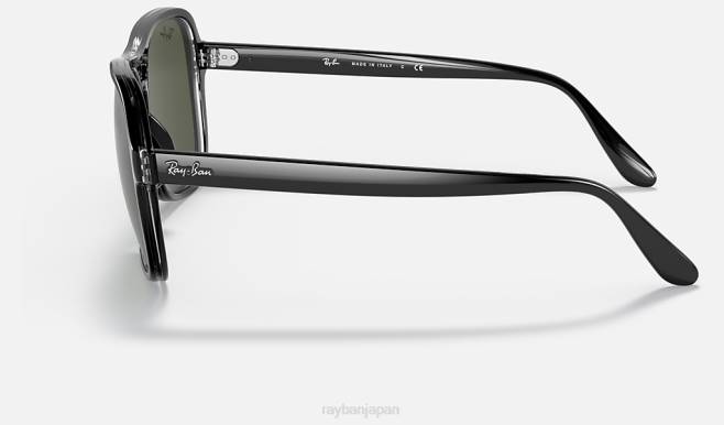 Ray-Ban ポリッシュブラック/グリーン 男性 州側 サングラス 44RX1233