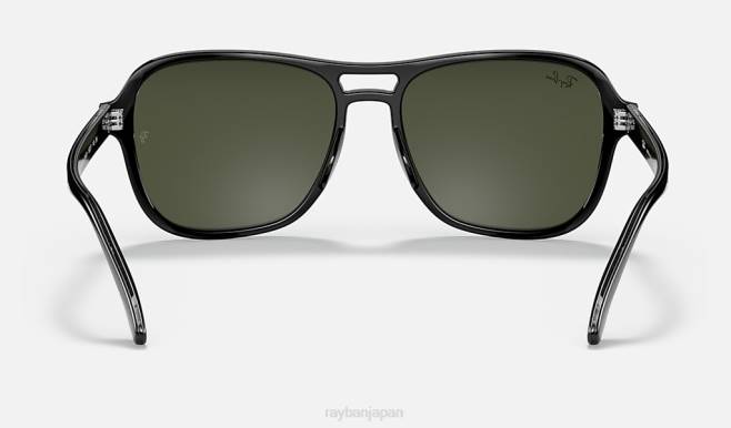 Ray-Ban ポリッシュブラック/グリーン 男性 州側 サングラス 44RX1233