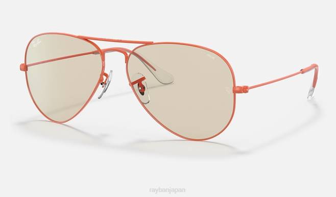 Ray-Ban ポリッシュレッド/ライトブラウンフォトクロミック 男性 アビエーターソリッドエボリューション サングラス 44RX1239