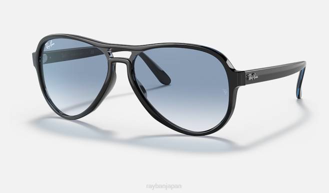 Ray-Ban ポリッシュブラック/ブルー 男性 放浪者 サングラス 44RX1251