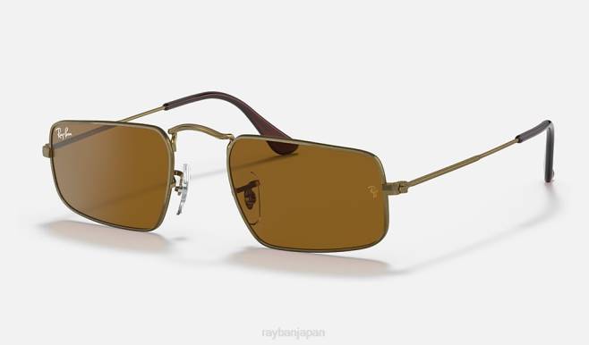Ray-Ban マットアンティークゴールド/ブラウン 男性 ジュリー サングラス 44RX1282