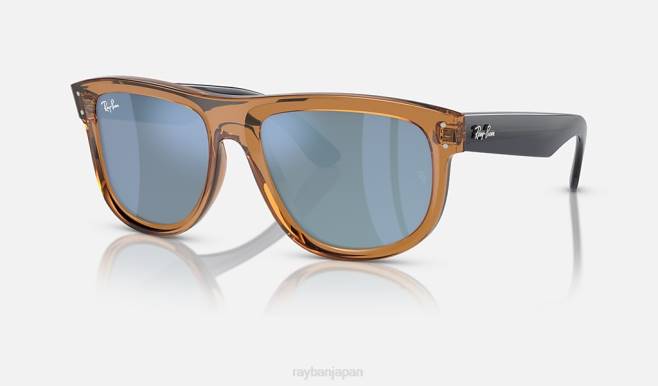 Ray-Ban 磨き上げられた透明なキャメルブラウン/ライトブルー 男性 彼氏逆 サングラス 44RX132