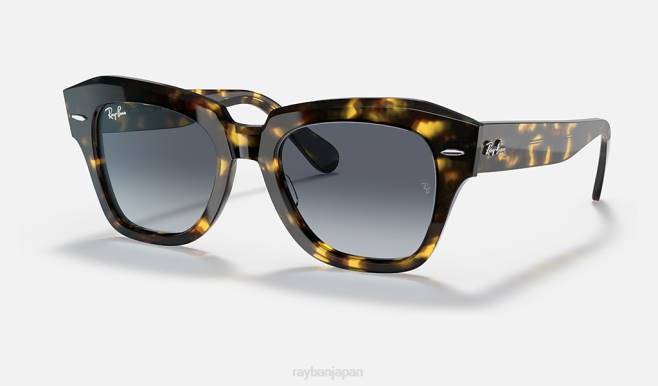 Ray-Ban ポリッシュドイエローハバナ/ブルー 男性 州街路の斑点 サングラス 44RX1334