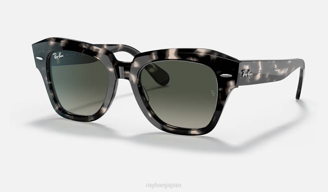 Ray-Ban ポリッシュグレー ハバナ/グレー 男性 州街路の斑点 サングラス 44RX1335