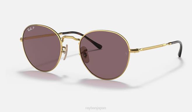 Ray-Ban ポリッシュゴールド/バイオレット 男性 デビッド サングラス 44RX1427