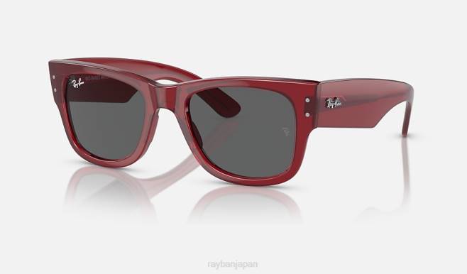 Ray-Ban ポリッシュドトランスペアレントレッド/ダークグレー 男性 メガウェイファーラーバイオベース サングラス 44RX144