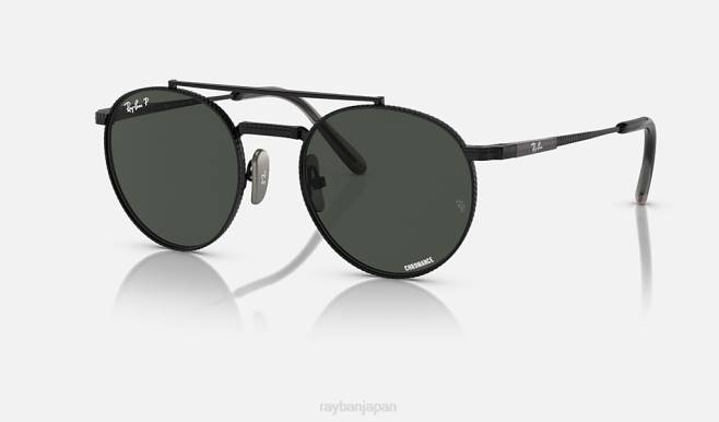 Ray-Ban ポリッシュブラック/ダークグレー 男性 ラウンドⅡチタン サングラス 44RX1461