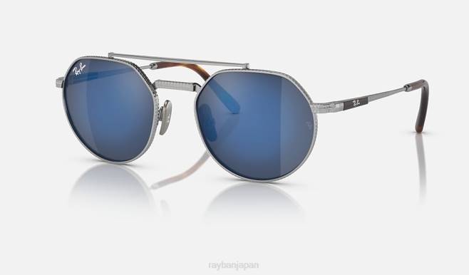 Ray-Ban ポリッシュシルバー/グレーブルー 男性 ジャックⅡチタン サングラス 44RX1464