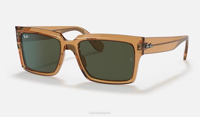 Ray-Ban 磨かれた透明なライトブラウン/グリーン 男性 インバネスコレクション サングラス 44RX1476