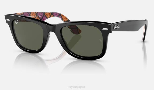 Ray-Ban ポリッシュブラック/グリーン 男性 オリジナル・ウェイファーラー×ディア・デ・ロス・ムエルトス サングラス 44RX1485