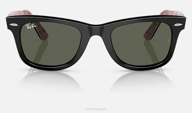 Ray-Ban ポリッシュブラック/グリーン 男性 オリジナル・ウェイファーラー×ディア・デ・ロス・ムエルトス サングラス 44RX1485