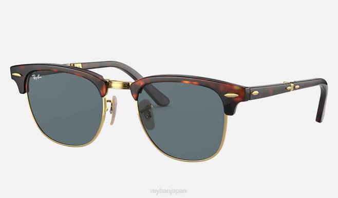 Ray-Ban ポリッシュドレッドハバナ/ブルー 男性 クラブマスター フォールディング リローデッド サングラス 44RX1530