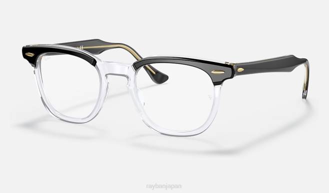Ray-Ban 透明の上に磨かれた黒 男性 ホークアイ光学系 眼鏡 44RX1609