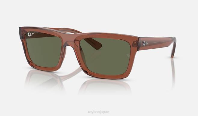 Ray-Ban ポリッシュトランスペアレントブラウン/ダークグリーン 男性 ウォーレンバイオベース サングラス 44RX163