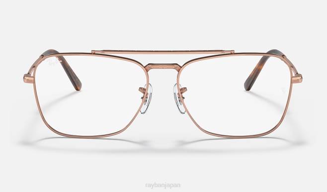 Ray-Ban ポリッシュ仕上げのローズゴールド 男性 新しいキャラバン光学系 眼鏡 44RX1637