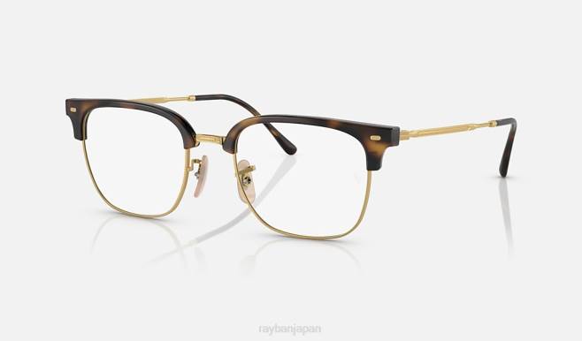 Ray-Ban ゴールドに磨かれたハバナ 男性 新しいクラブマスター光学系 眼鏡 44RX1690