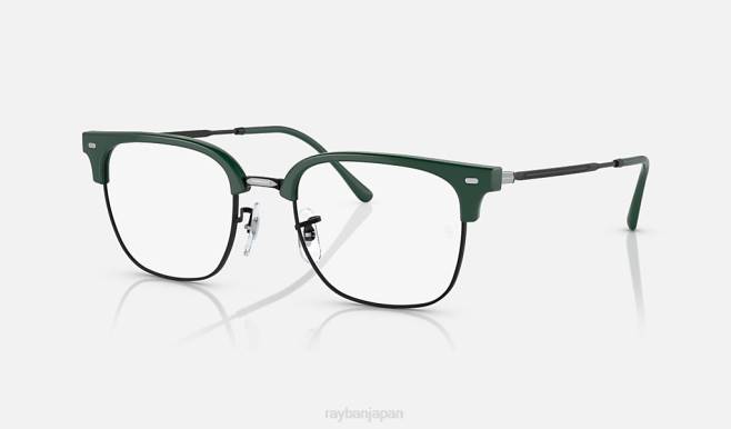 Ray-Ban 黒地に磨かれた緑 男性 新しいクラブマスター光学系 眼鏡 44RX1691
