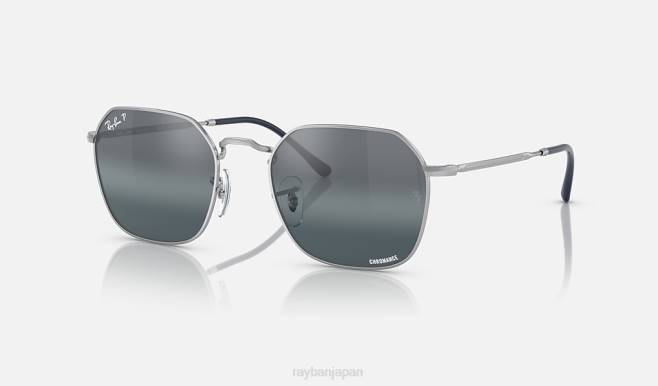 Ray-Ban ポリッシュシルバー/シルバー/ブルー 男性 ジム サングラス 44RX179