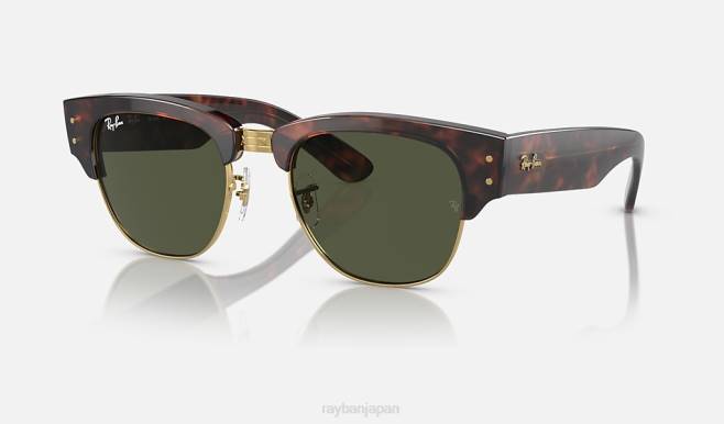 Ray-Ban ゴールド/グリーンにポリッシュ仕上げのべっ甲 男性 メガクラブマスター サングラス 44RX18