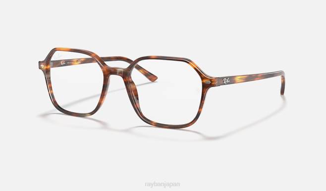Ray-Ban ポリッシュドストライプハバナ 男性 ジョン光学 眼鏡 44RX1821