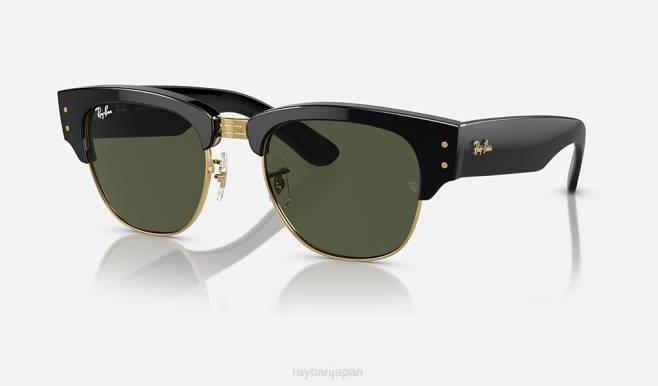 Ray-Ban ゴールド/グリーンにポリッシュブラック 男性 メガクラブマスター サングラス 44RX19