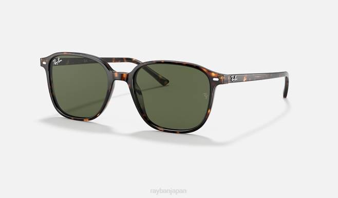 Ray-Ban ポリッシュドトータス/グリーン 男性 レナード サングラス 44RX210