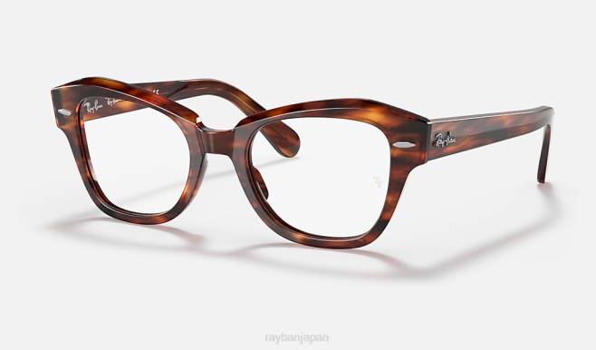 Ray-Ban ポリッシュドストライプハバナ 男性 ステートストリート光学系 眼鏡 44RX2126