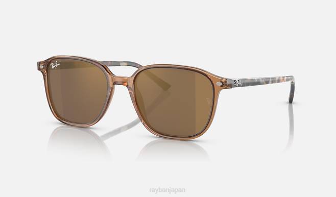 Ray-Ban ポリッシュドトランスペアレントブラウン/ライトブラウン 男性 レナード サングラス 44RX217