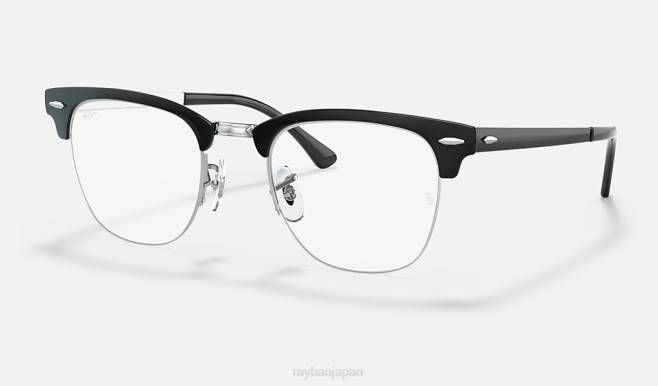 Ray-Ban シルバーにポリッシュブラック 男性 クラブマスターメタルオプティクス 眼鏡 44RX2195