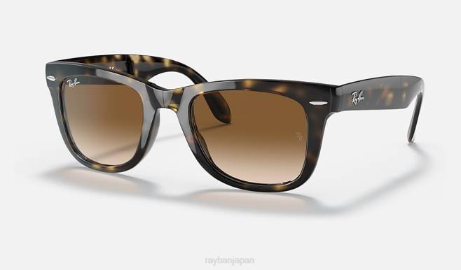 Ray-Ban ポリッシュドライトハバナ/ライトブラウン 男性 ウェイファーラー フォールディング クラシック サングラス 44RX225