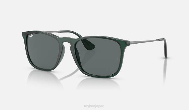 Ray-Ban ポリッシュドトランスペアレントグリーン/グレー 男性 クリス サングラス 44RX233