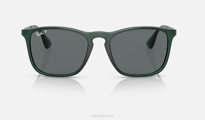 Ray-Ban ポリッシュドトランスペアレントグリーン/グレー 男性 クリス サングラス 44RX233
