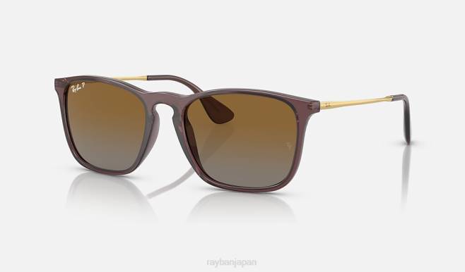 Ray-Ban ポリッシュドトランスペアレントブラウン/ブラウン 男性 クリス サングラス 44RX234