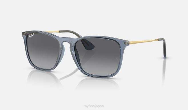 Ray-Ban ポリッシュドトランスペアレントブルー/グレー 男性 クリス サングラス 44RX235