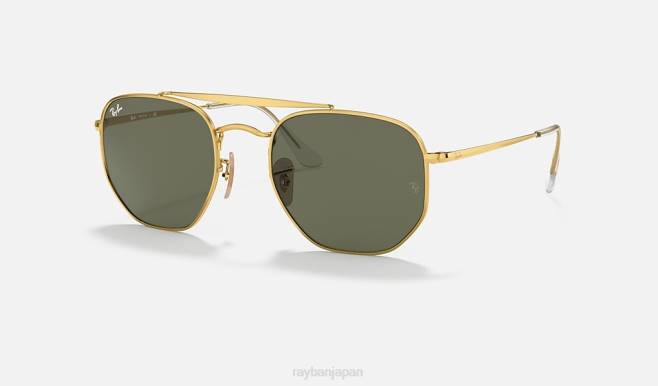 Ray-Ban ポリッシュゴールド/グリーン 男性 マーシャル サングラス 44RX242