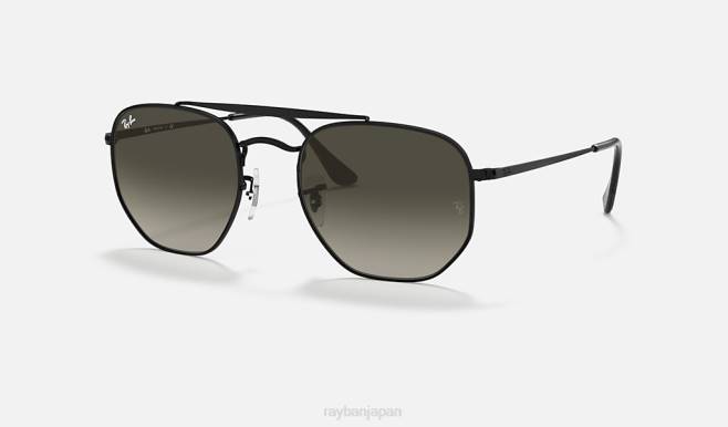 Ray-Ban ポリッシュブラック/グレー 男性 マーシャル サングラス 44RX244