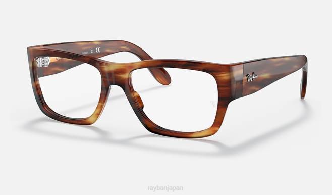 Ray-Ban ポリッシュドストライプハバナ 男性 遊牧民の光学 眼鏡 44RX2440
